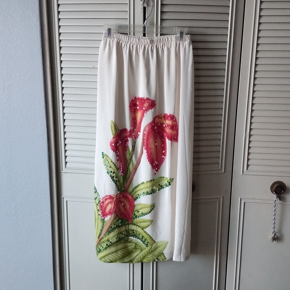 Diane Gilman tropical sequined skirt set